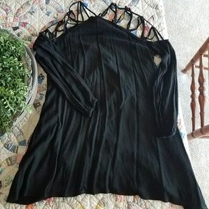 NWT black long sleeve cage neck dress